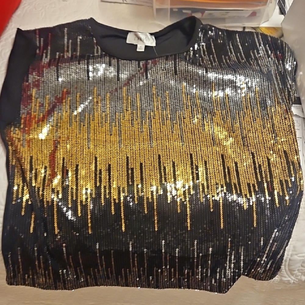 Lavish Black and Gold Sequin Blouse